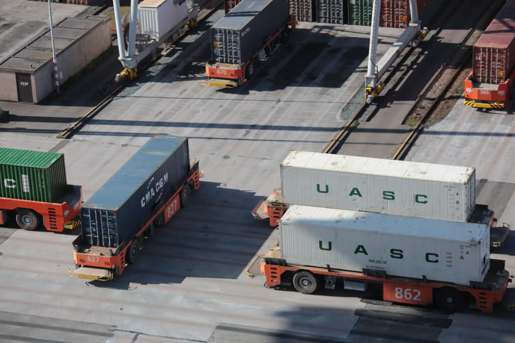 Containers trucks in the supply chain