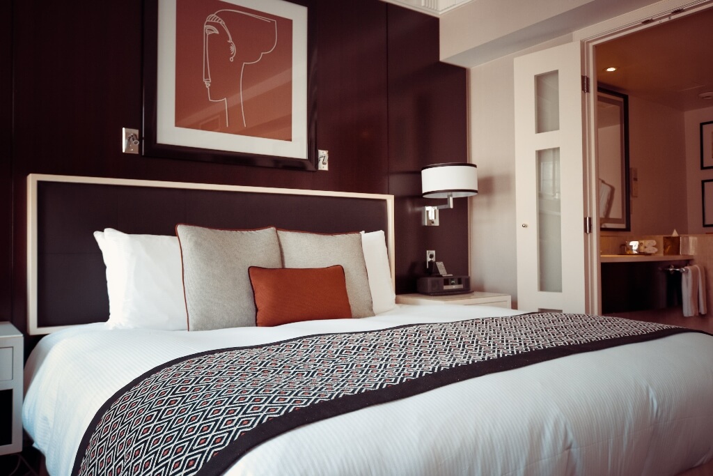 Hotel room bed