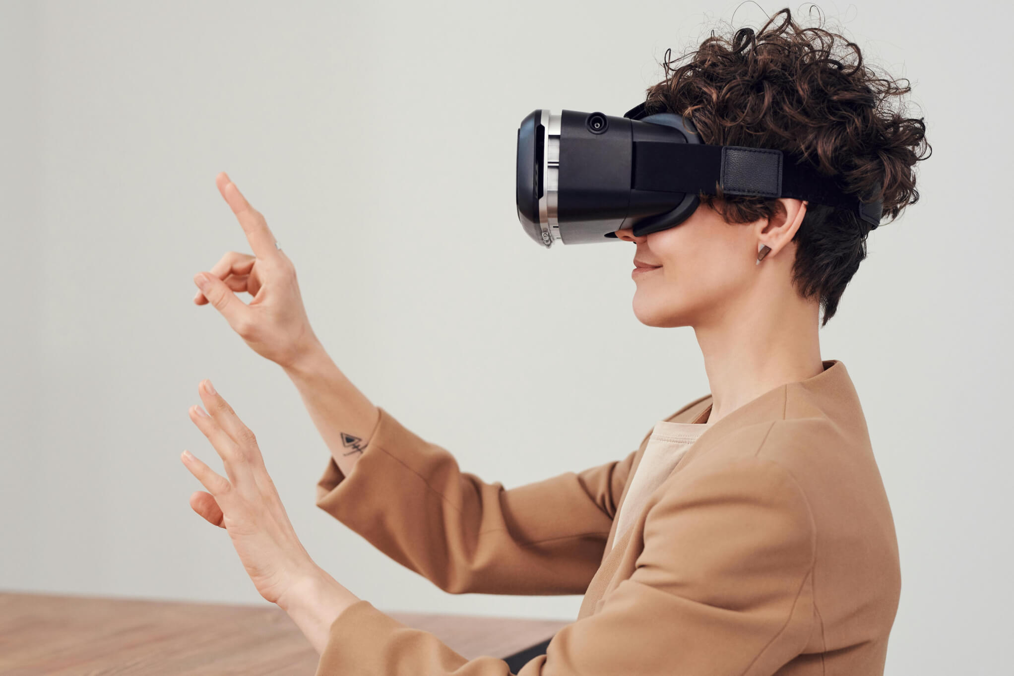 Woman wearing a VR headset